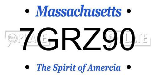 7GRZ90 Massachusetts License Plate