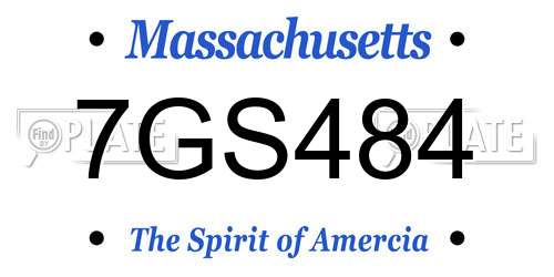 7GS484 Massachusetts License Plate