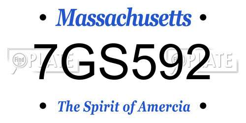 7GS592 Massachusetts License Plate
