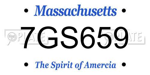 7GS659 Massachusetts License Plate