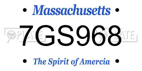 7GS968 Massachusetts License Plate