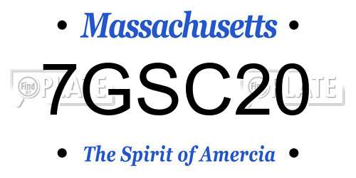 7GSC20 Massachusetts License Plate