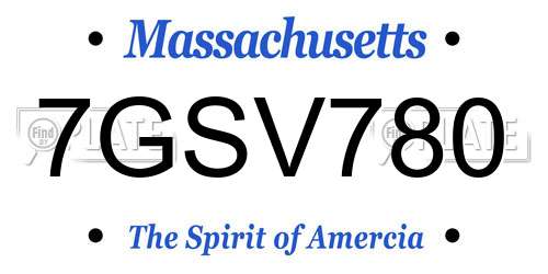 7GSV780 Massachusetts License Plate