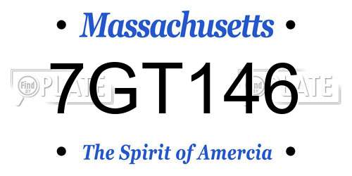 7GT146 Massachusetts License Plate
