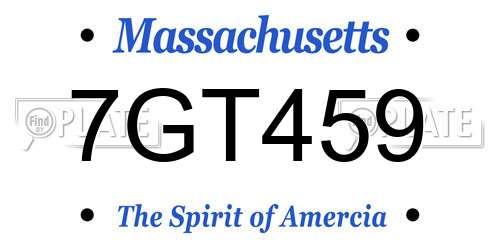 7GT459 Massachusetts License Plate