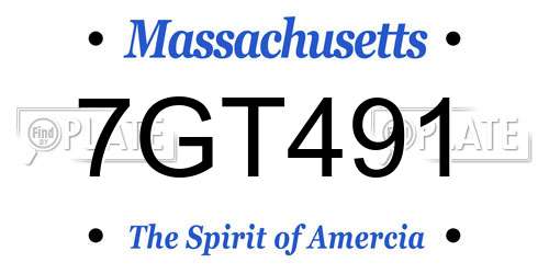 7GT491 Massachusetts License Plate