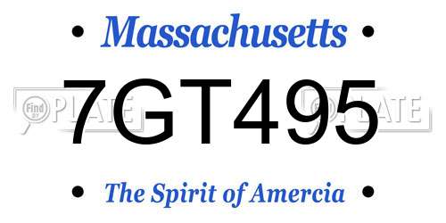 7GT495 Massachusetts License Plate