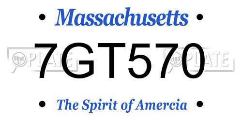 7GT570 Massachusetts License Plate