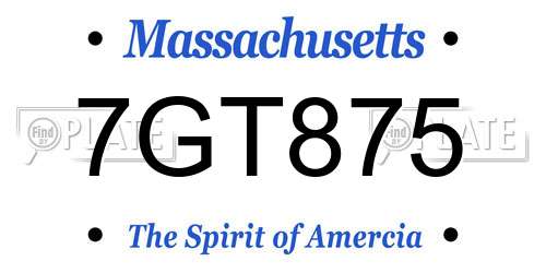 7GT875 Massachusetts License Plate