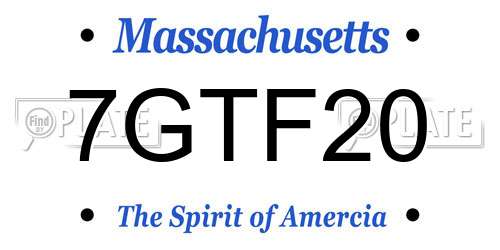 7GTF20 Massachusetts License Plate