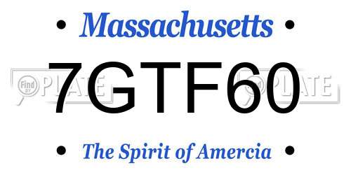 7GTF60 Massachusetts License Plate