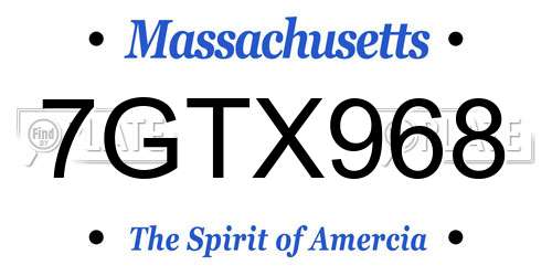 7GTX968 Massachusetts License Plate