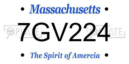 7GV224 Massachusetts License Plate