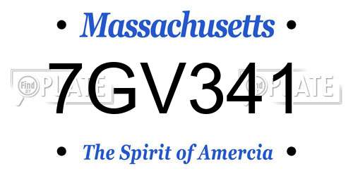 7GV341 Massachusetts License Plate