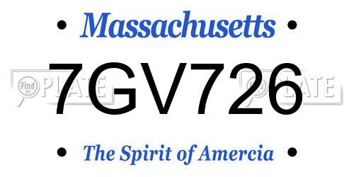 7GV726 Massachusetts License Plate