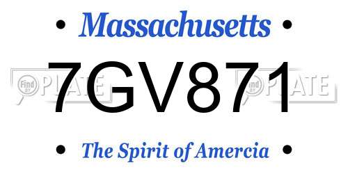 7GV871 Massachusetts License Plate