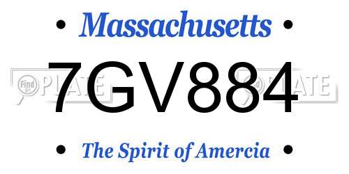 7GV884 Massachusetts License Plate