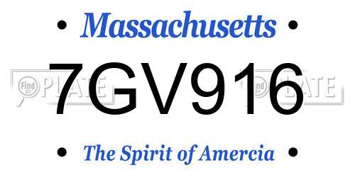 7GV916 Massachusetts License Plate
