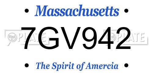 7GV942 Massachusetts License Plate
