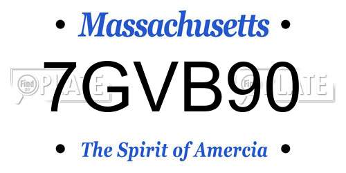 7GVB90 Massachusetts License Plate