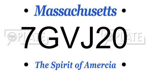 7GVJ20 Massachusetts License Plate