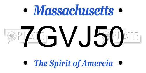 7GVJ50 Massachusetts License Plate