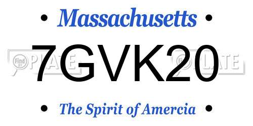 7GVK20 Massachusetts License Plate