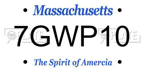7GWP10 Massachusetts License Plate