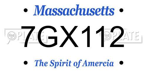 7GX112 Massachusetts License Plate