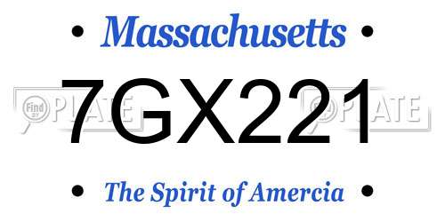 7GX221 Massachusetts License Plate