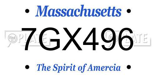 7GX496 Massachusetts License Plate