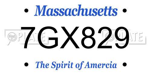 7GX829 Massachusetts License Plate