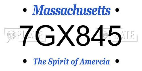 7GX845 Massachusetts License Plate