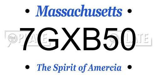 7GXB50 Massachusetts License Plate