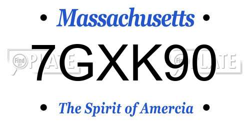 7GXK90 Massachusetts License Plate