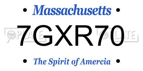 7GXR70 Massachusetts License Plate