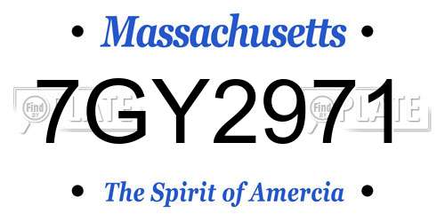 7GY2971 Massachusetts License Plate