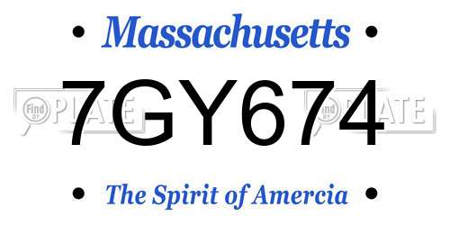 7GY674 Massachusetts License Plate