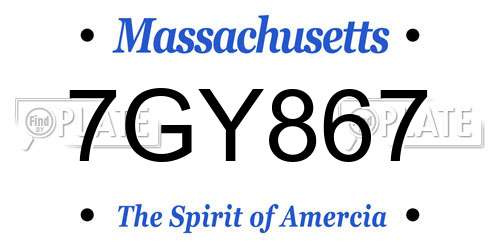 7GY867 Massachusetts License Plate
