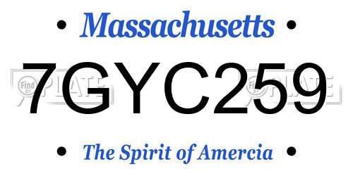 7GYC259 Massachusetts License Plate