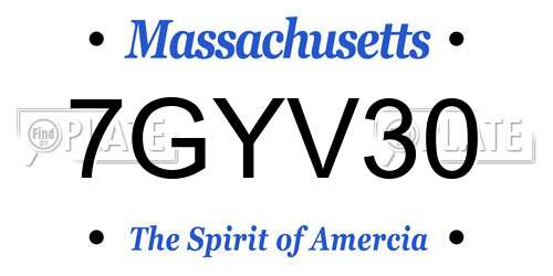 7GYV30 Massachusetts License Plate