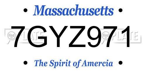 7GYZ971 Massachusetts License Plate