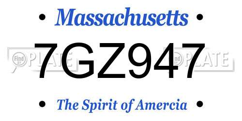 7GZ947 Massachusetts License Plate