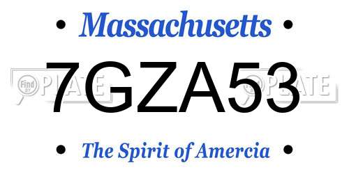 7GZA53 Massachusetts License Plate