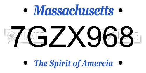 7GZX968 Massachusetts License Plate