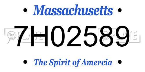 7H02589 Massachusetts License Plate