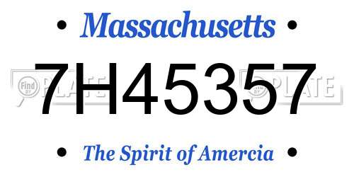 7H45357 Massachusetts License Plate