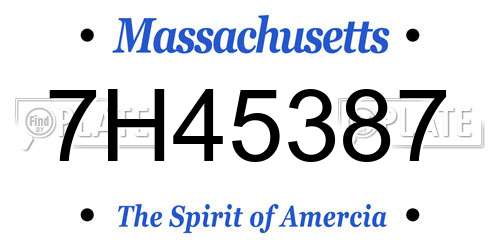 7H45387 Massachusetts License Plate