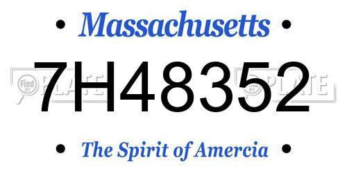 7H48352 Massachusetts License Plate