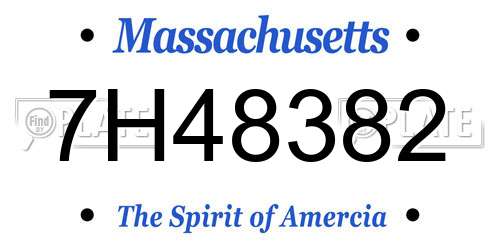 7H48382 Massachusetts License Plate